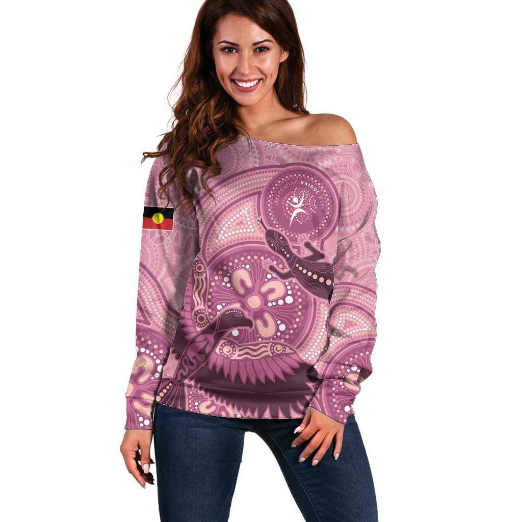 NAIDOC 2025 Strength Vision & Legacy Off Shoulder Sweater Future Dreaming - Coral