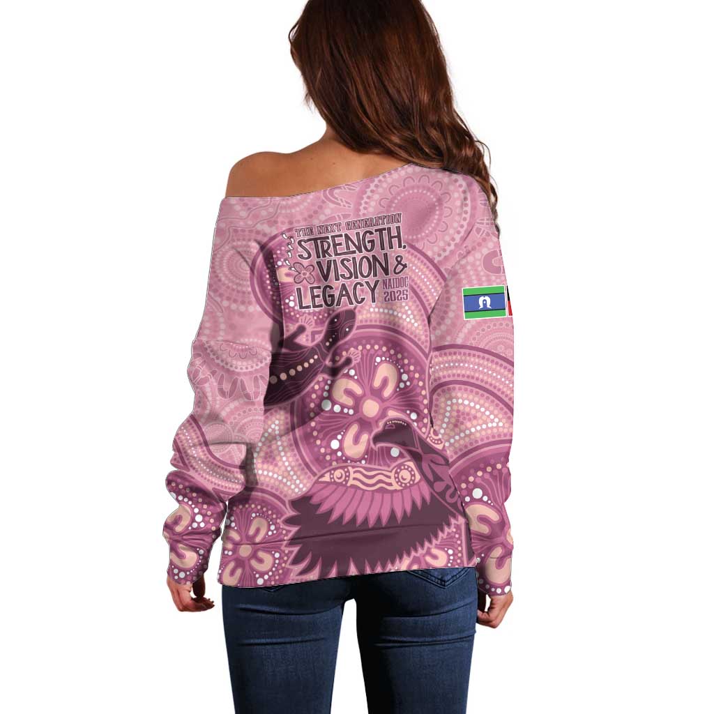 NAIDOC 2025 Strength Vision & Legacy Off Shoulder Sweater Future Dreaming - Coral