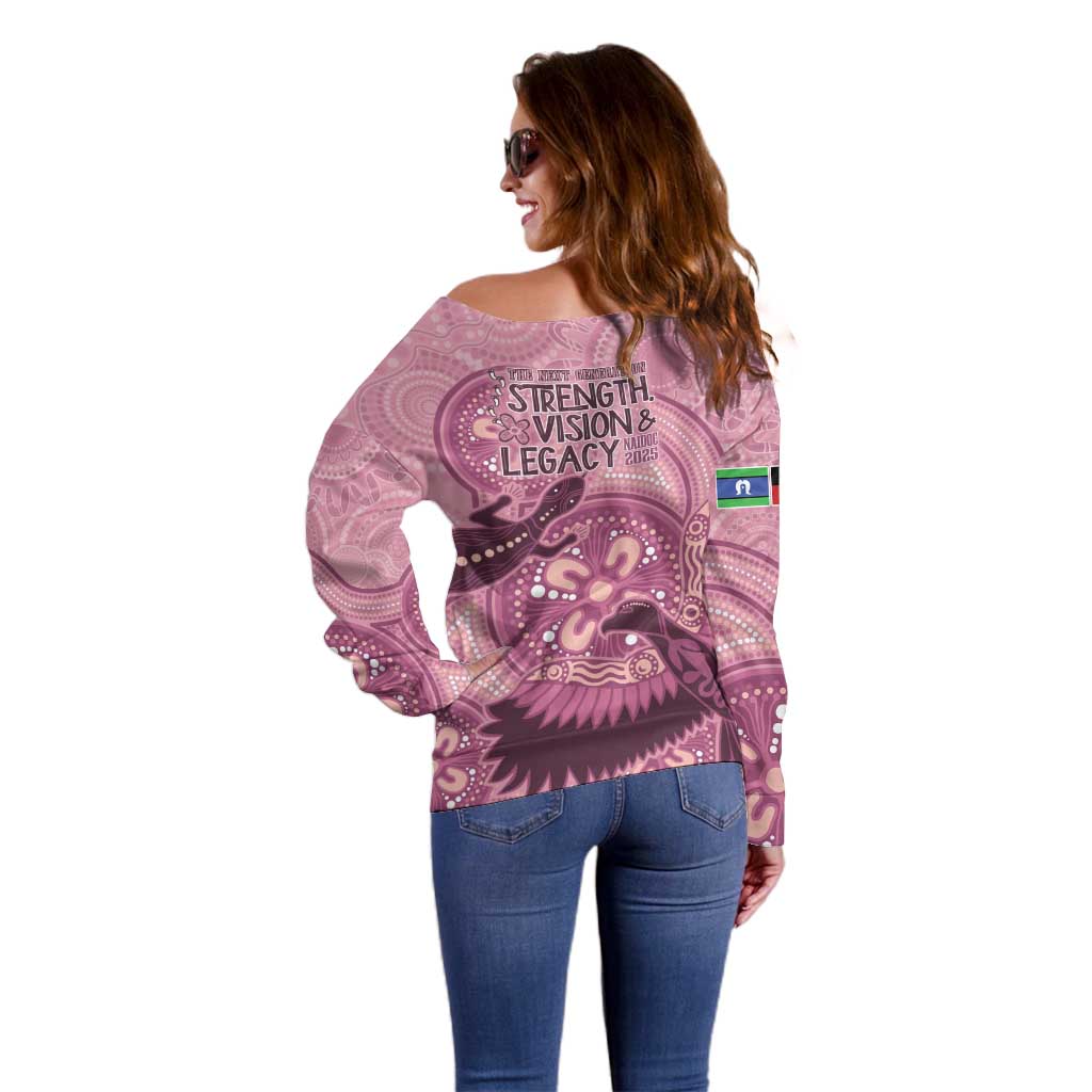 NAIDOC 2025 Strength Vision & Legacy Off Shoulder Sweater Future Dreaming - Coral