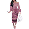 NAIDOC 2025 Strength Vision & Legacy Off The Shoulder Long Sleeve Dress Future Dreaming - Coral