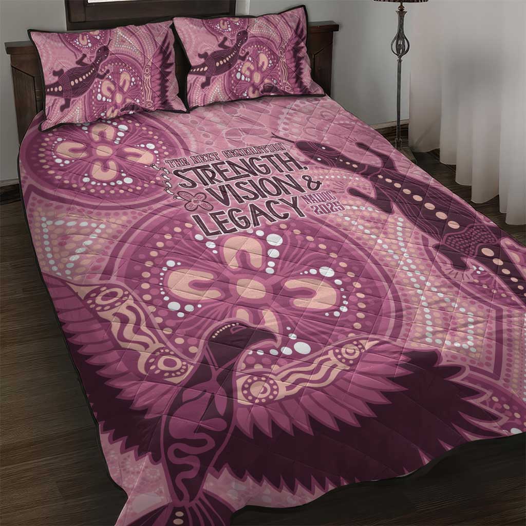 NAIDOC 2025 Strength Vision & Legacy Quilt Bed Set Future Dreaming - Coral