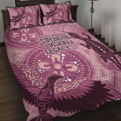 NAIDOC 2025 Strength Vision & Legacy Quilt Bed Set Future Dreaming - Coral