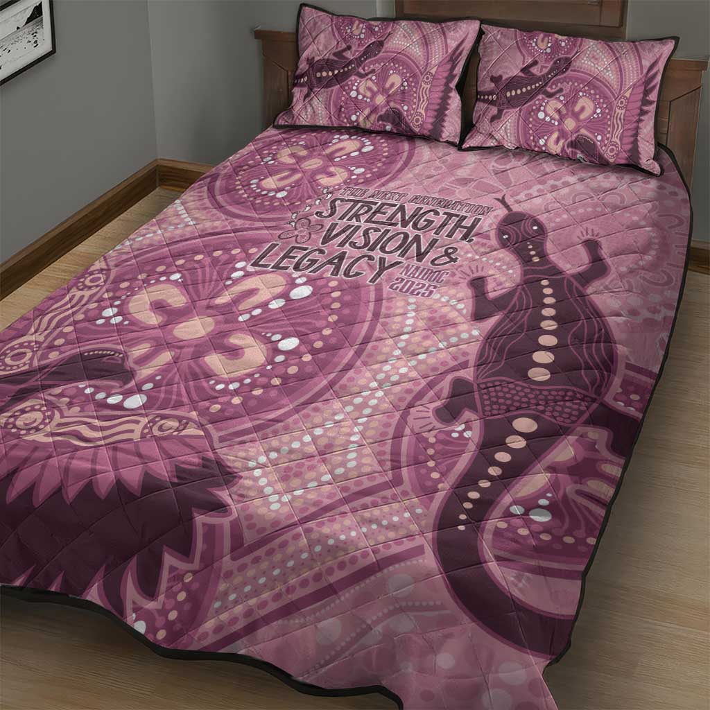 NAIDOC 2025 Strength Vision & Legacy Quilt Bed Set Future Dreaming - Coral
