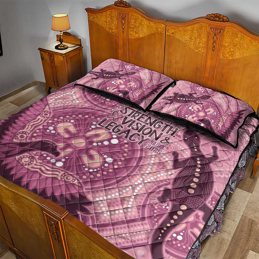 NAIDOC 2025 Strength Vision & Legacy Quilt Bed Set Future Dreaming - Coral