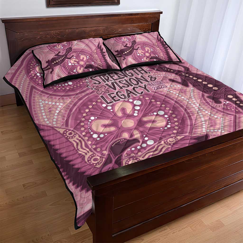 NAIDOC 2025 Strength Vision & Legacy Quilt Bed Set Future Dreaming - Coral