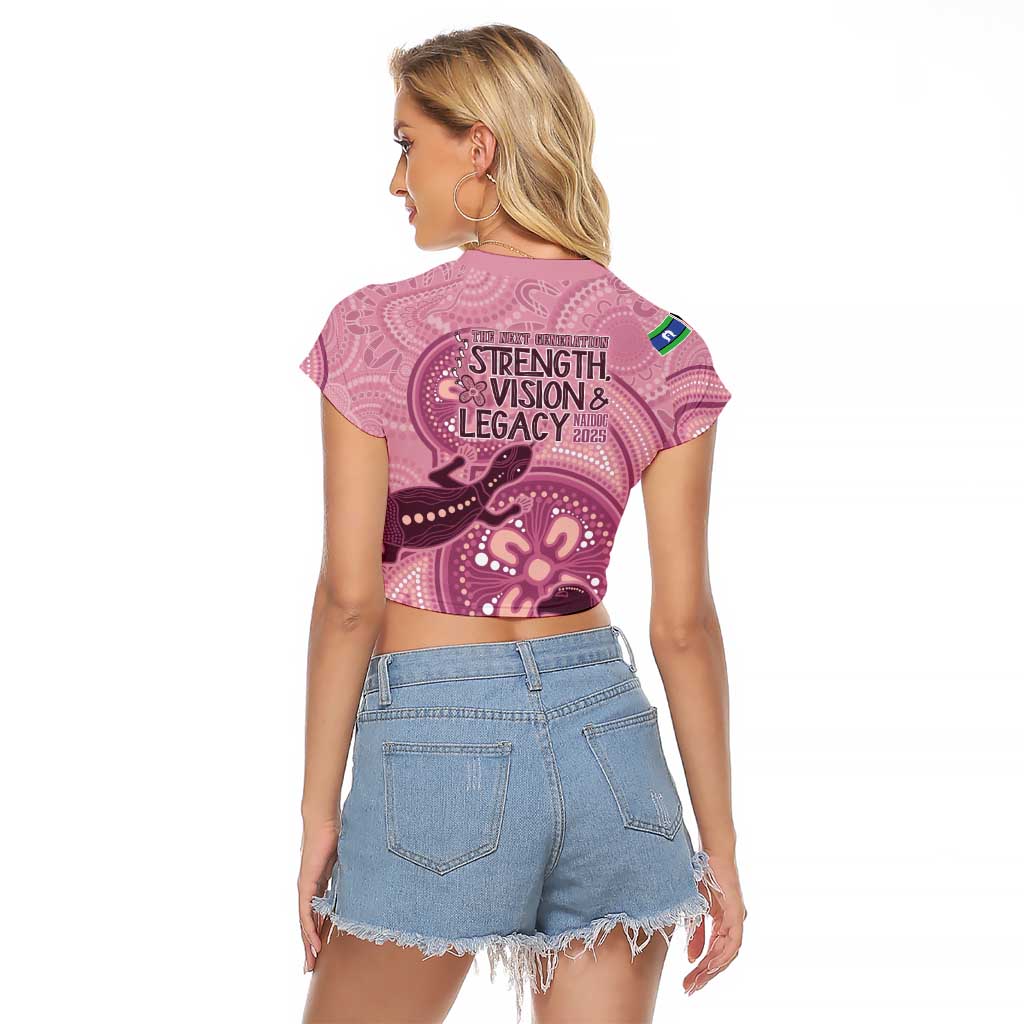 NAIDOC 2025 Strength Vision & Legacy Raglan Cropped T Shirt Future Dreaming - Coral
