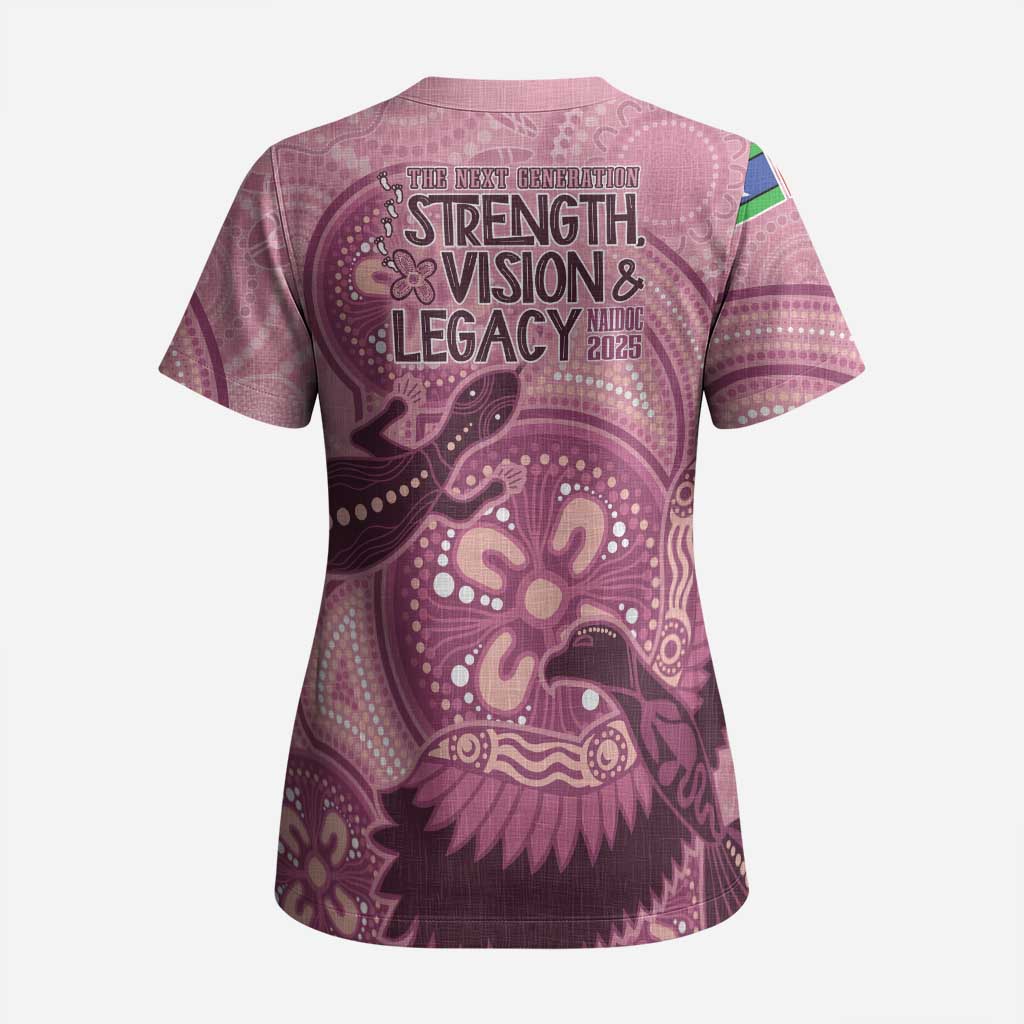 NAIDOC 2025 Strength Vision & Legacy Scrub Top Future Dreaming - Coral - Aussie Hoodie