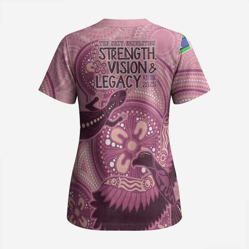NAIDOC 2025 Strength Vision & Legacy Scrub Top Future Dreaming - Coral - Aussie Hoodie