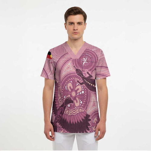 NAIDOC 2025 Strength Vision & Legacy Scrub Top Future Dreaming - Coral - Aussie Hoodie