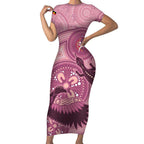 NAIDOC 2025 Strength Vision & Legacy Short Sleeve Bodycon Dress Future Dreaming - Coral