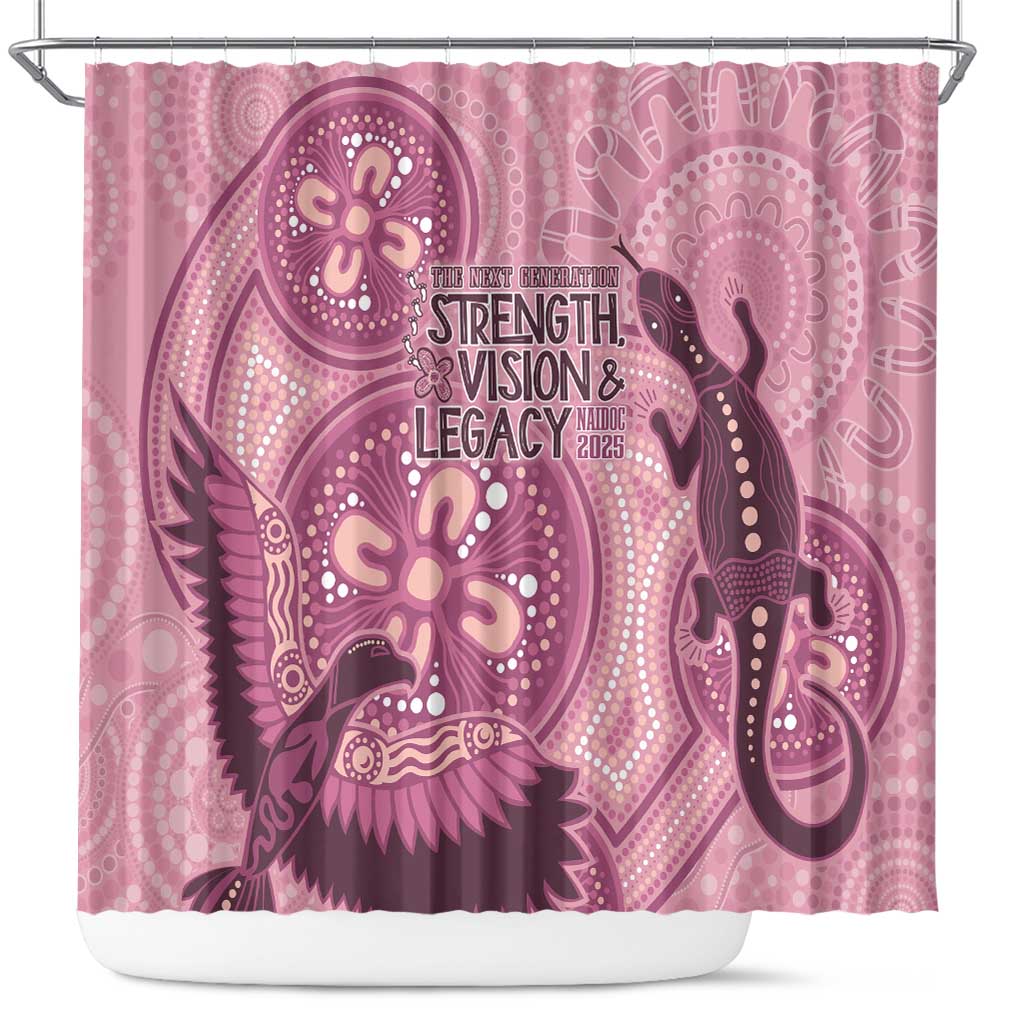 NAIDOC 2025 Strength Vision & Legacy Shower Curtain Future Dreaming - Coral