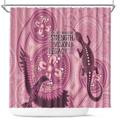 NAIDOC 2025 Strength Vision & Legacy Shower Curtain Future Dreaming - Coral