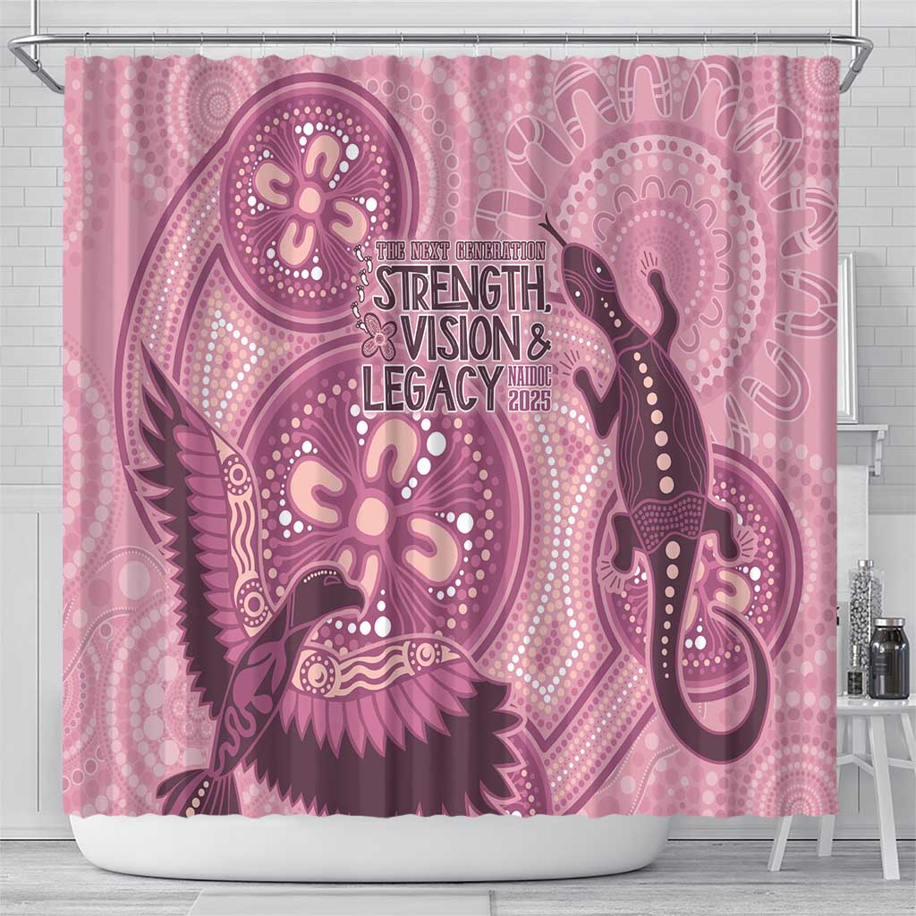 NAIDOC 2025 Strength Vision & Legacy Shower Curtain Future Dreaming - Coral