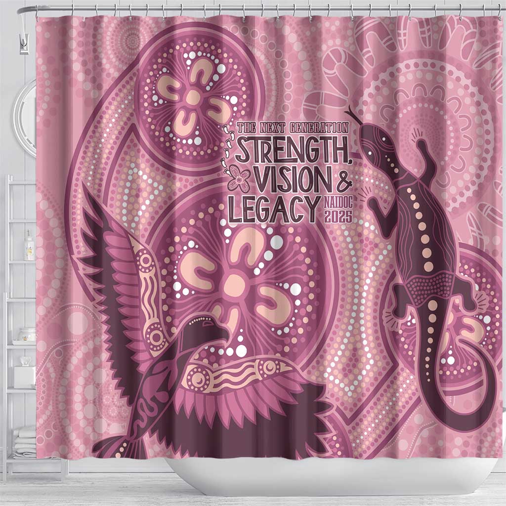 NAIDOC 2025 Strength Vision & Legacy Shower Curtain Future Dreaming - Coral