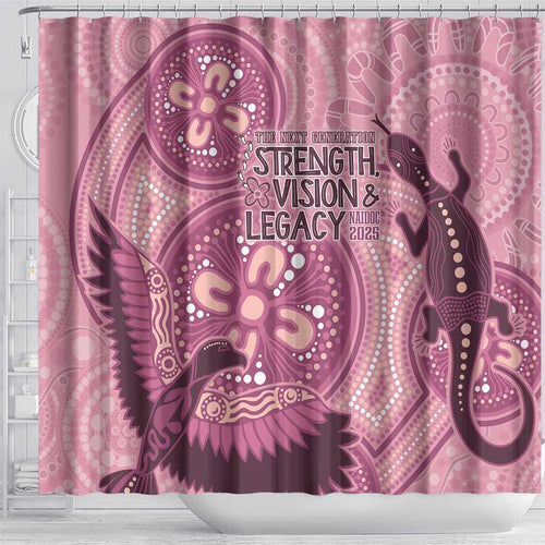 NAIDOC 2025 Strength Vision & Legacy Shower Curtain Future Dreaming - Coral