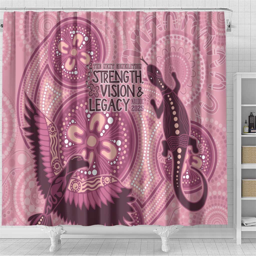 NAIDOC 2025 Strength Vision & Legacy Shower Curtain Future Dreaming - Coral