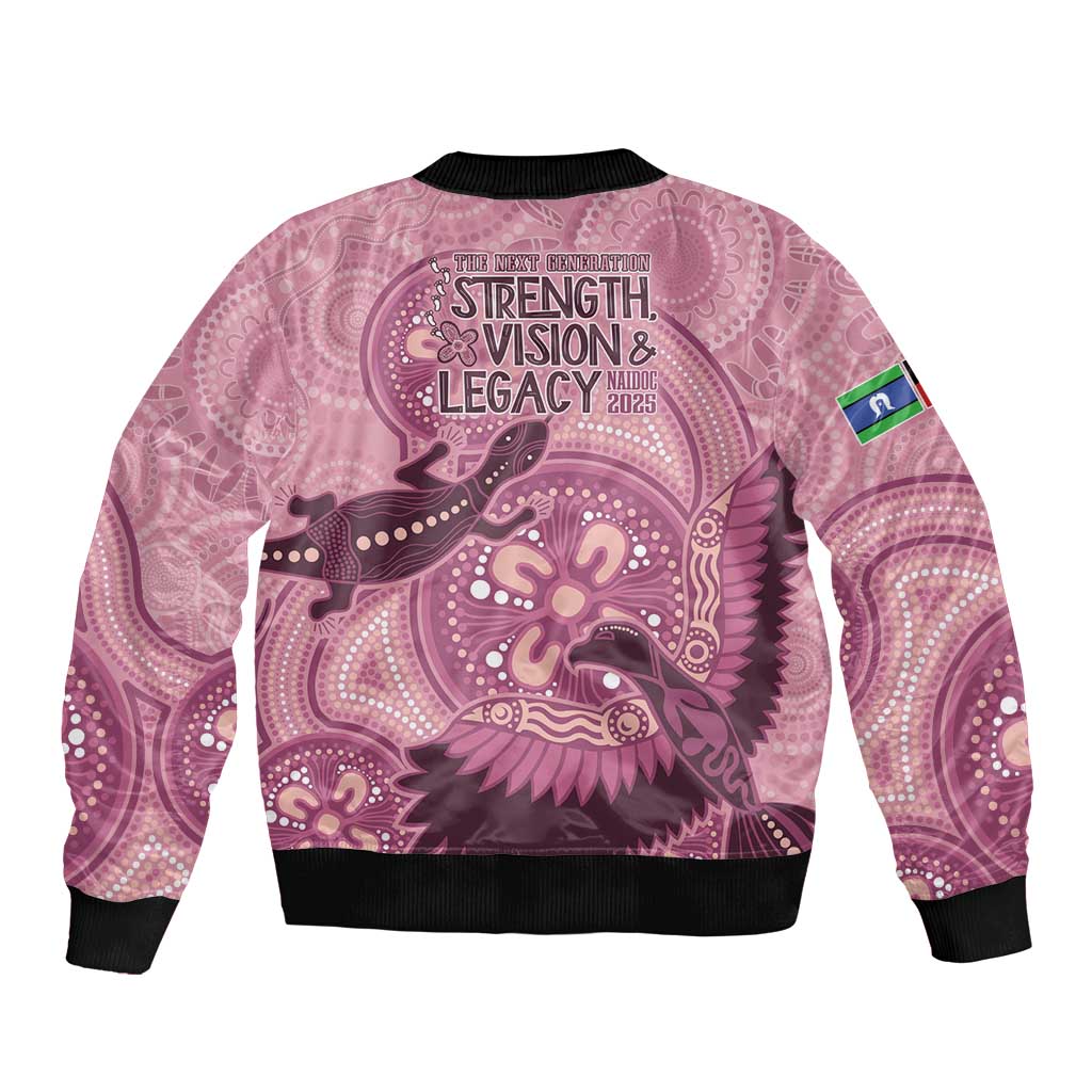 NAIDOC 2025 Strength Vision & Legacy Sleeve Zip Bomber Jacket Future Dreaming - Coral