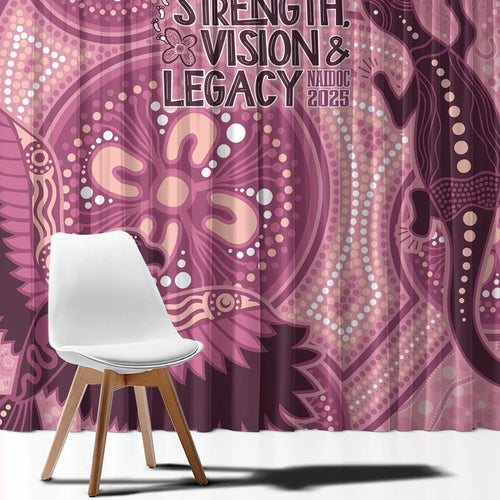 NAIDOC 2025 Strength Vision & Legacy Window Curtain Future Dreaming - Coral