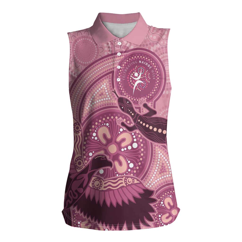 NAIDOC 2025 Strength Vision & Legacy Women Sleeveless Polo Shirt Future Dreaming - Coral