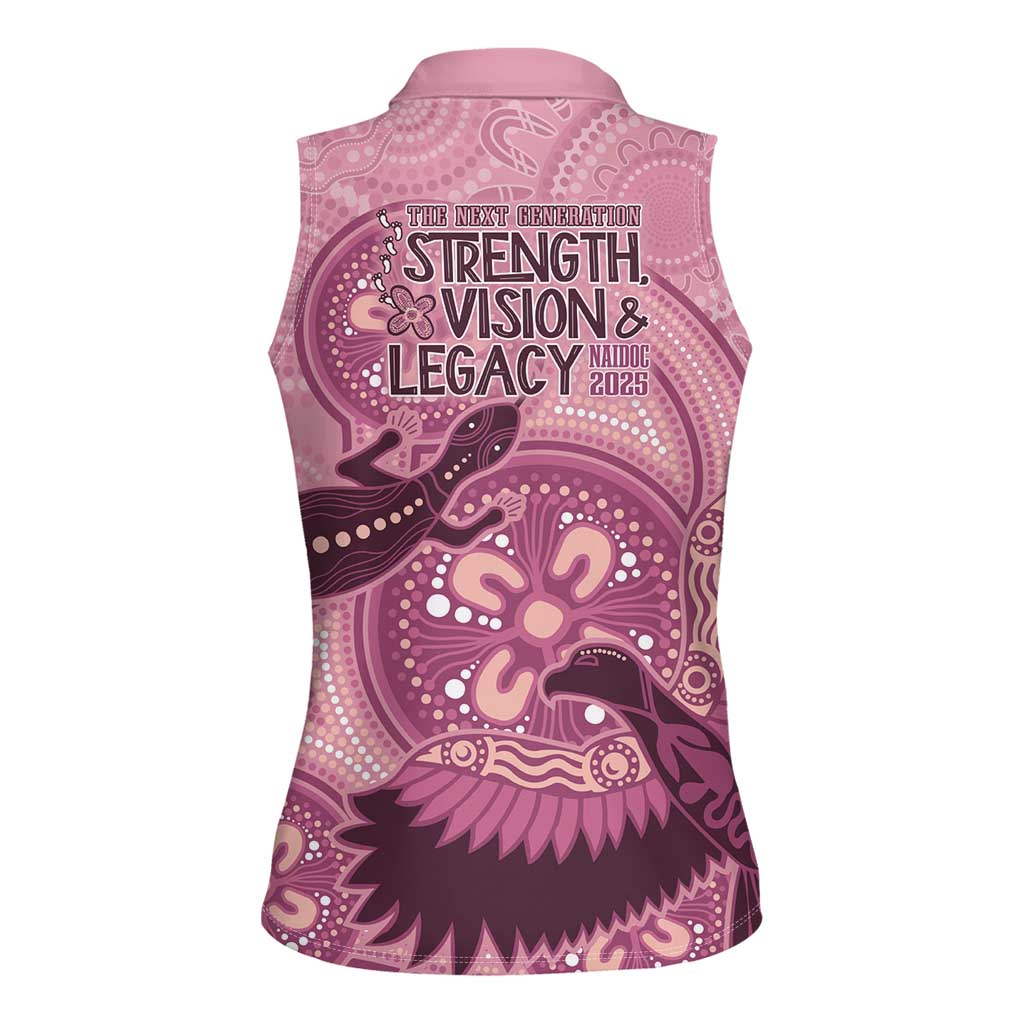 NAIDOC 2025 Strength Vision & Legacy Women Sleeveless Polo Shirt Future Dreaming - Coral