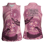 NAIDOC 2025 Strength Vision & Legacy Women Sleeveless Polo Shirt Future Dreaming - Coral