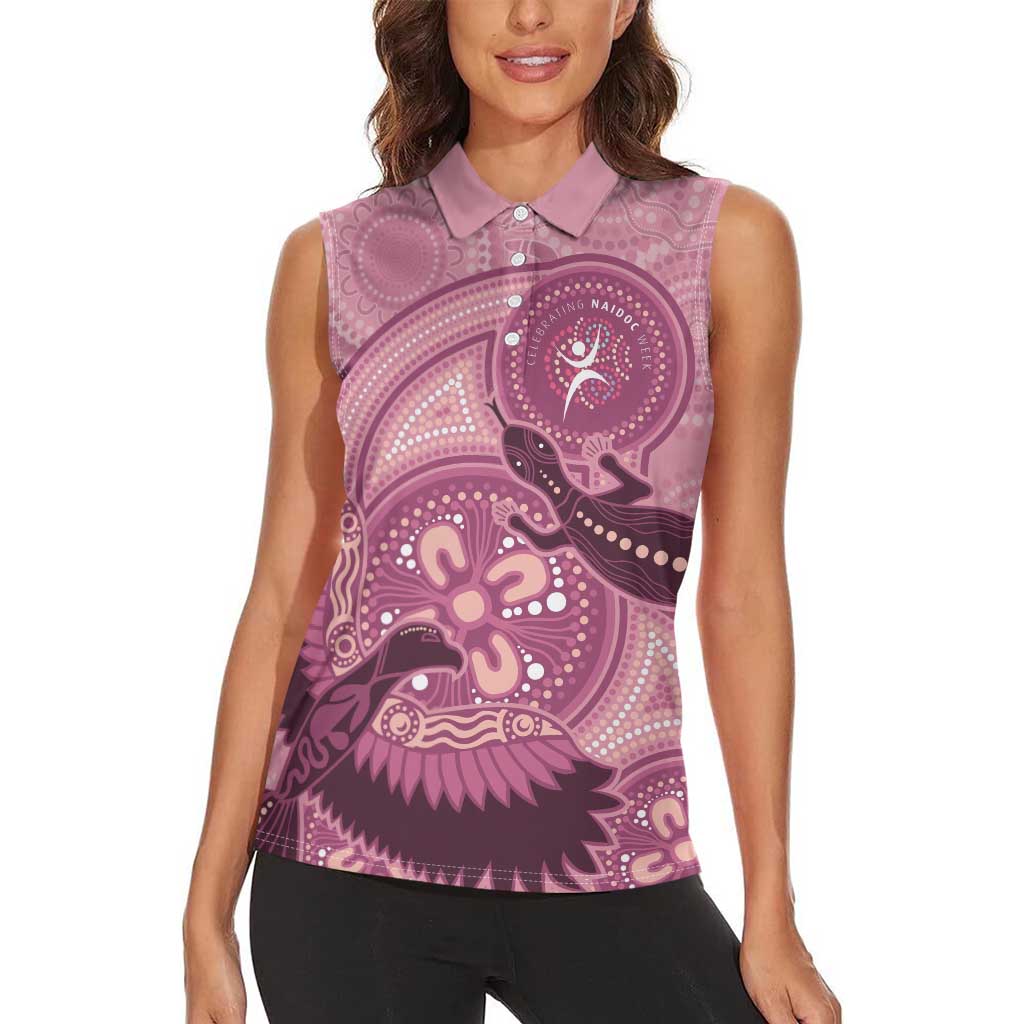 NAIDOC 2025 Strength Vision & Legacy Women Sleeveless Polo Shirt Future Dreaming - Coral