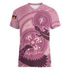 NAIDOC 2025 Strength Vision & Legacy Women V-Neck T-Shirt Future Dreaming - Coral
