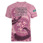 NAIDOC 2025 Strength Vision & Legacy Women V-Neck T-Shirt Future Dreaming - Coral