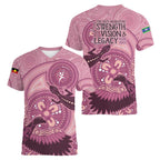 NAIDOC 2025 Strength Vision & Legacy Women V-Neck T-Shirt Future Dreaming - Coral