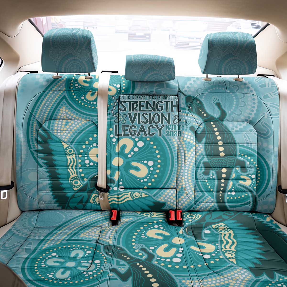 NAIDOC 2025 Strength Vision & Legacy Back Car Seat Cover Future Dreaming - Teal