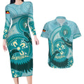 NAIDOC 2025 Strength Vision & Legacy Couples Matching Long Sleeve Bodycon Dress and Hawaiian Shirt Future Dreaming - Teal