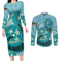 NAIDOC 2025 Strength Vision & Legacy Couples Matching Long Sleeve Bodycon Dress and Long Sleeve Button Shirt Future Dreaming - Teal