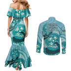 NAIDOC 2025 Strength Vision & Legacy Couples Matching Mermaid Dress and Long Sleeve Button Shirt Future Dreaming - Teal