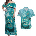 NAIDOC 2025 Strength Vision & Legacy Couples Matching Off Shoulder Maxi Dress and Hawaiian Shirt Future Dreaming - Teal