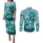 NAIDOC 2025 Strength Vision & Legacy Couples Matching Puletasi and Long Sleeve Button Shirt Future Dreaming - Teal