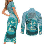 NAIDOC 2025 Strength Vision & Legacy Couples Matching Short Sleeve Bodycon Dress and Long Sleeve Button Shirt Future Dreaming - Teal