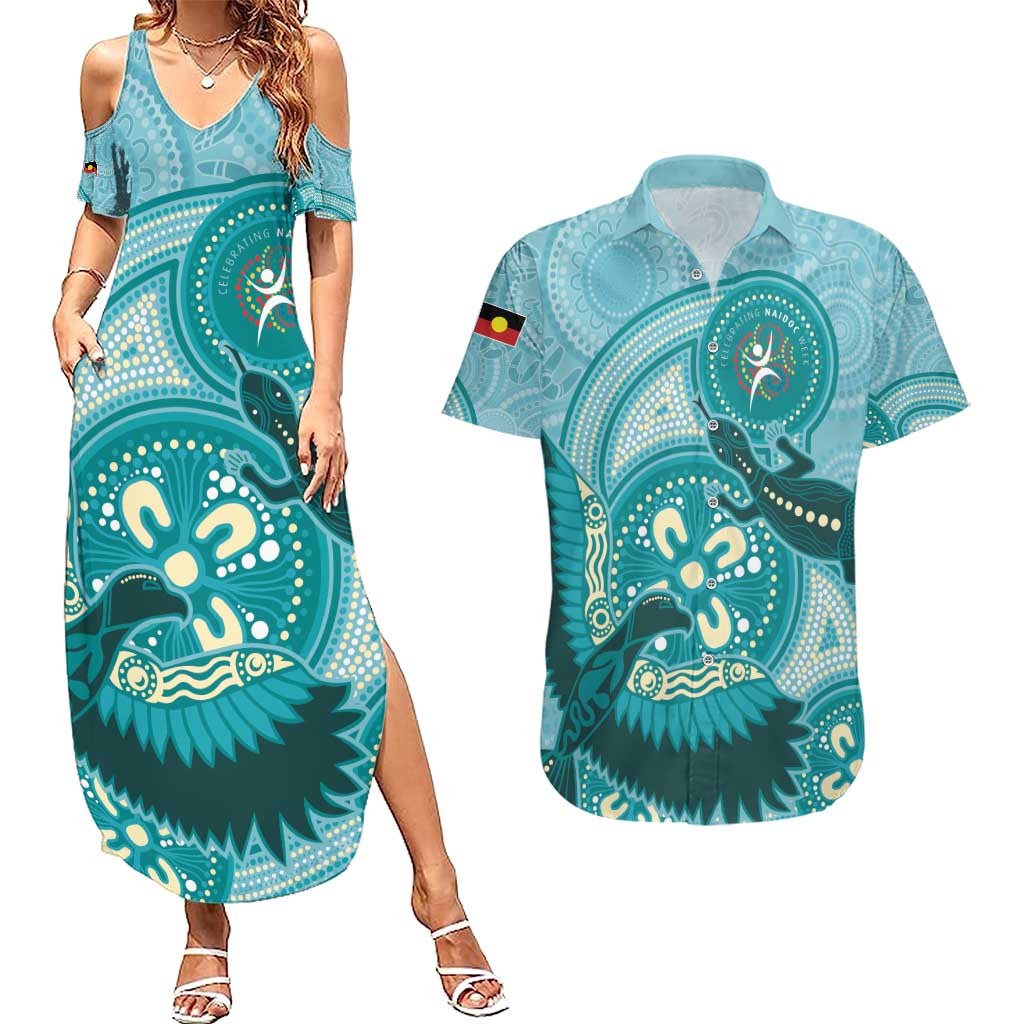 NAIDOC 2025 Strength Vision & Legacy Couples Matching Summer Maxi Dress and Hawaiian Shirt Future Dreaming - Teal