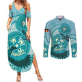 NAIDOC 2025 Strength Vision & Legacy Couples Matching Summer Maxi Dress and Long Sleeve Button Shirt Future Dreaming - Teal