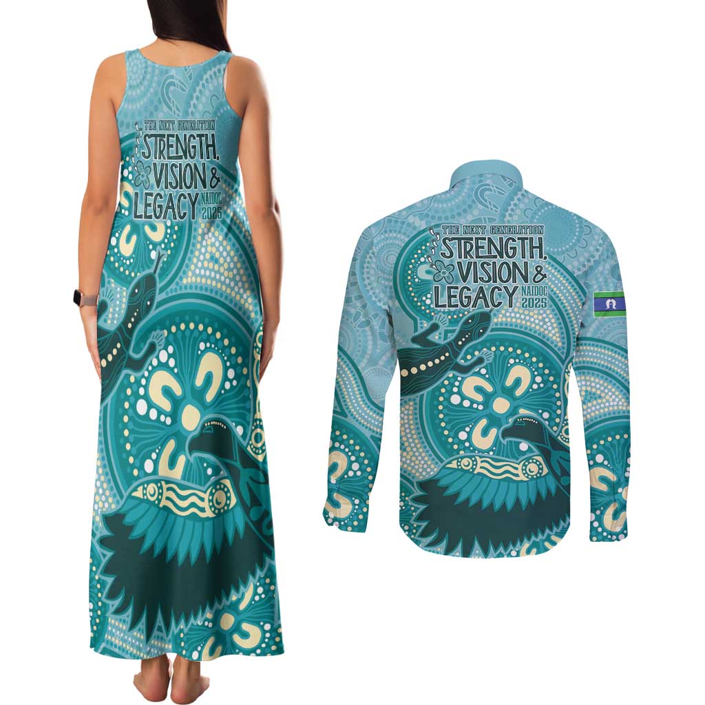 NAIDOC 2025 Strength Vision & Legacy Couples Matching Tank Maxi Dress and Long Sleeve Button Shirt Future Dreaming - Teal