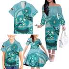 NAIDOC 2025 Strength Vision & Legacy Family Matching Off The Shoulder Long Sleeve Dress and Hawaiian Shirt Future Dreaming - Teal