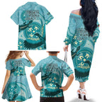 NAIDOC 2025 Strength Vision & Legacy Family Matching Off The Shoulder Long Sleeve Dress and Hawaiian Shirt Future Dreaming - Teal