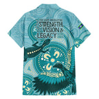 NAIDOC 2025 Strength Vision & Legacy Family Matching Off The Shoulder Long Sleeve Dress and Hawaiian Shirt Future Dreaming - Teal