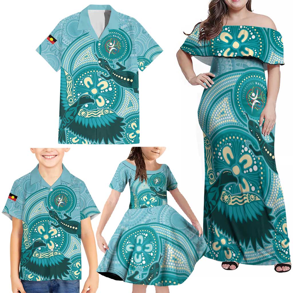 NAIDOC 2025 Strength Vision & Legacy Family Matching Off Shoulder Maxi Dress and Hawaiian Shirt Future Dreaming - Teal