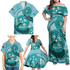 NAIDOC 2025 Strength Vision & Legacy Family Matching Off Shoulder Maxi Dress and Hawaiian Shirt Future Dreaming - Teal