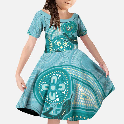 NAIDOC 2025 Strength Vision & Legacy Family Matching Off Shoulder Maxi Dress and Hawaiian Shirt Future Dreaming - Teal