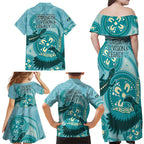 NAIDOC 2025 Strength Vision & Legacy Family Matching Off Shoulder Maxi Dress and Hawaiian Shirt Future Dreaming - Teal