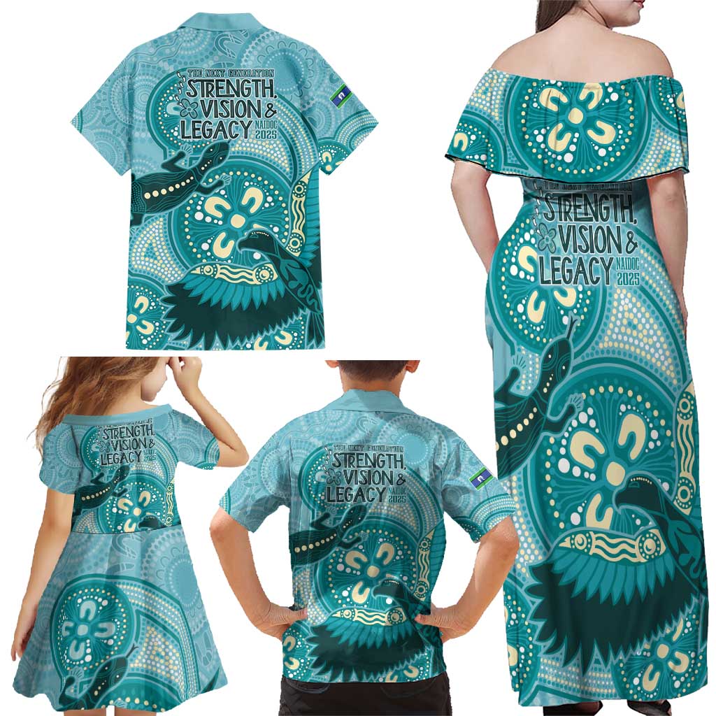 NAIDOC 2025 Strength Vision & Legacy Family Matching Off Shoulder Maxi Dress and Hawaiian Shirt Future Dreaming - Teal