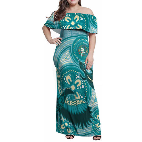 NAIDOC 2025 Strength Vision & Legacy Family Matching Off Shoulder Maxi Dress and Hawaiian Shirt Future Dreaming - Teal