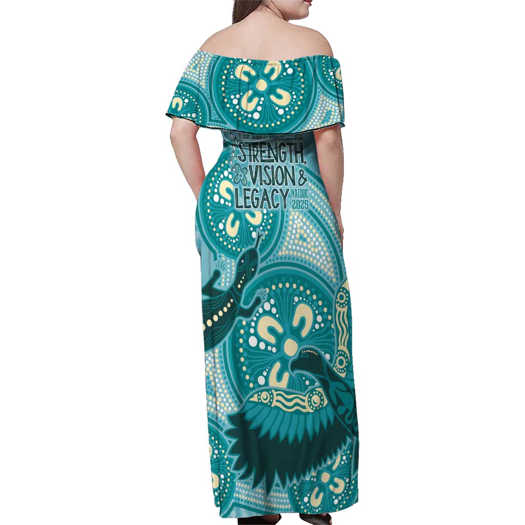 NAIDOC 2025 Strength Vision & Legacy Family Matching Off Shoulder Maxi Dress and Hawaiian Shirt Future Dreaming - Teal