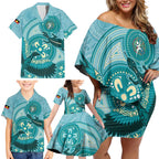 NAIDOC 2025 Strength Vision & Legacy Family Matching Off Shoulder Short Dress and Hawaiian Shirt Future Dreaming - Teal
